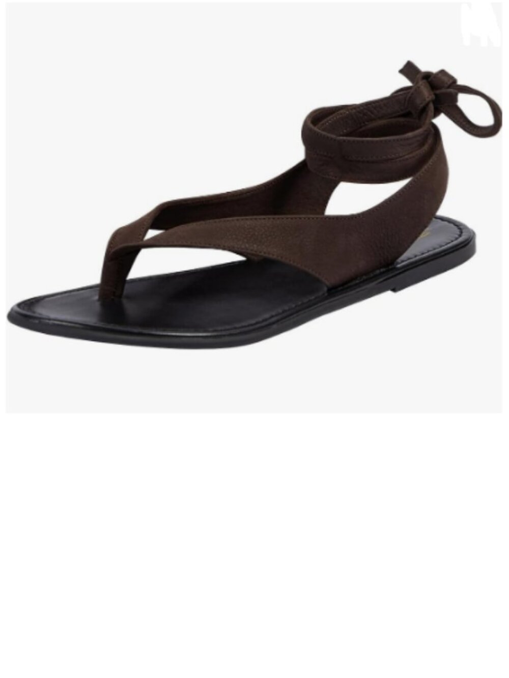 FOWT Dark Brown Split Round Toe Sandals Lace up Strappy Flip Flop Shoes